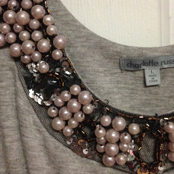 Black and grey beaded/sequence dress top! - Picture 2 of 2