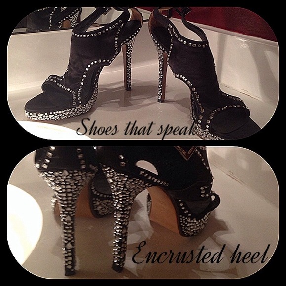 SOLD IN BUNDLE Bling black satin crystal heels - Picture 4 of 4
