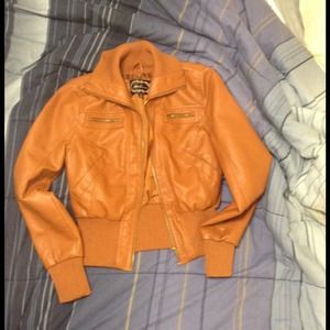 Faux Leather Fitted Bomber Jacket