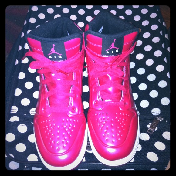 Nike Air Jordan high top metallic shiny pink