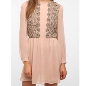 Pins + needles blush dress w\ black lace