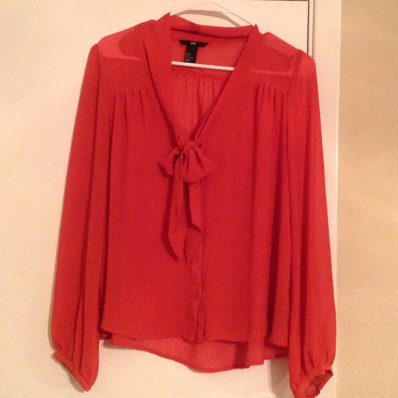 Orange H&M Bow Blouse