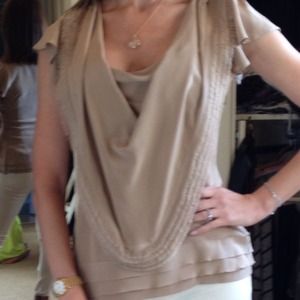 Madison Marcus tan silk shirt