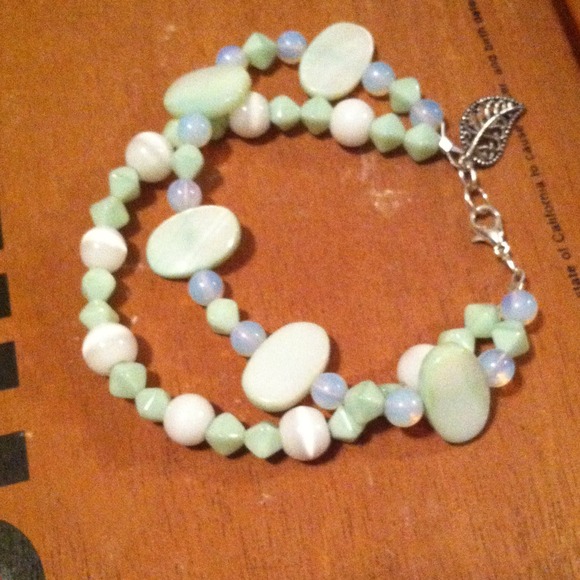 Handmade seafoam green beaded bracelet