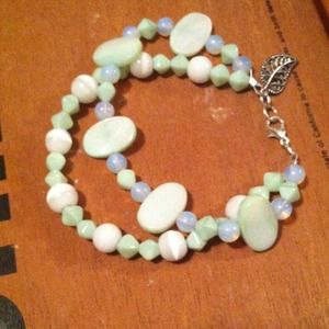 Handmade seafoam green beaded bracelet