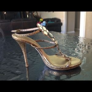Auth Renee Caovilla gold sandals