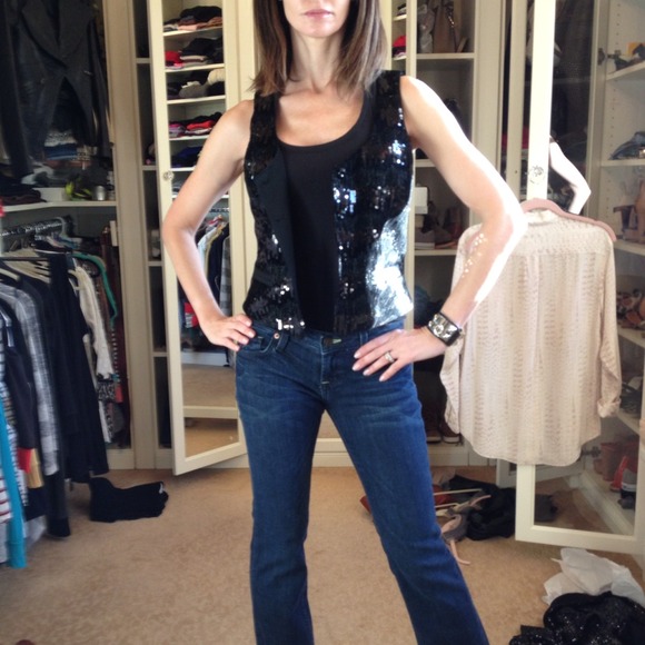 Black sequined vest DVF