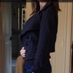 Dark grey and white pinstripe blazer