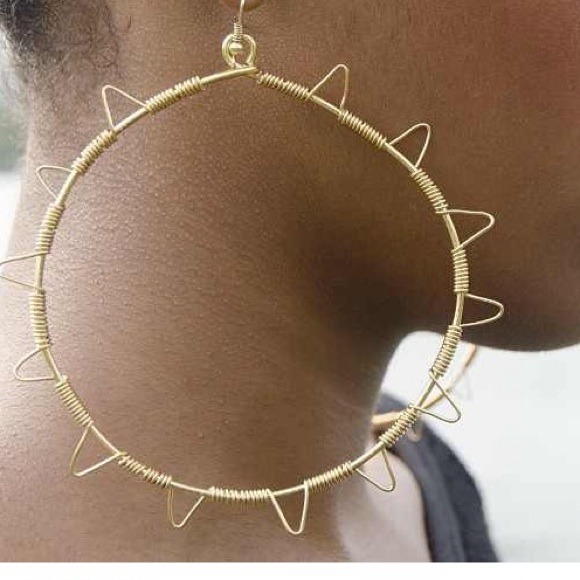 Handmade Sun Hoop Statement Earrings