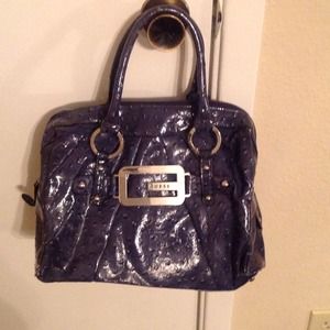 Navy Blue Ostrich Guess Bag