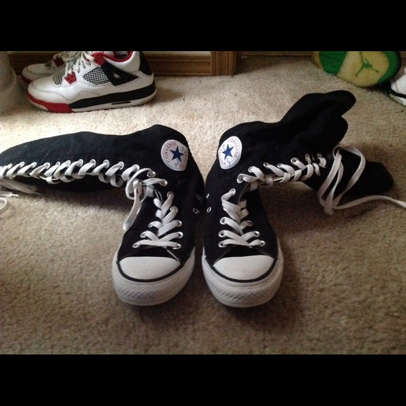 black knee high converes