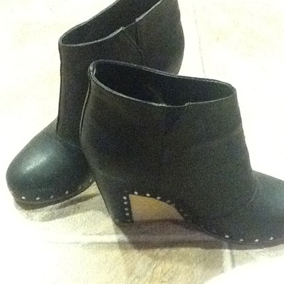 Leather Silver Studded Wedge Heels - Picture 2 of 4