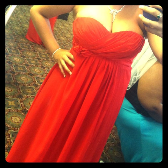 Red long strapless dress REDUCED! 😄