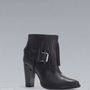 Zara Ankle Boots w/Fringe + Buckle.