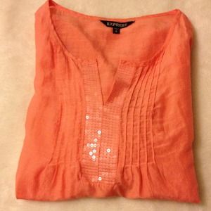 Express coral tunic with sequin detail