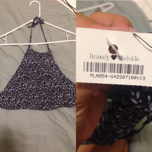 SOLD BRANDY MELVILLE Black floral halter