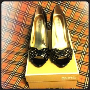 Michael Kors Black Crinkled Patent "Meredith Pump"