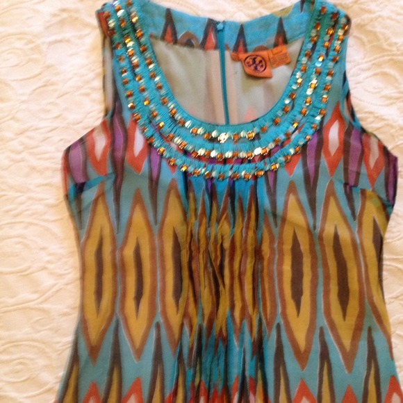 Tory Burch Tops - Tory Birch Silk Rhinestones and Ikat