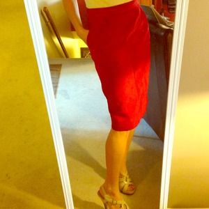 💥bundled💥Vintage Red suede pencil skirt!!