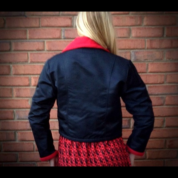 Twist on the Moto jacket. Red color pop collar - Picture 3 of 4