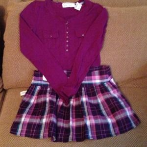 Aeropostale Shirt & Plaid Mini Skirt  (medium)