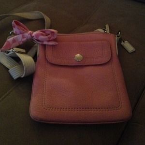 Pink leather coach cross body bag!