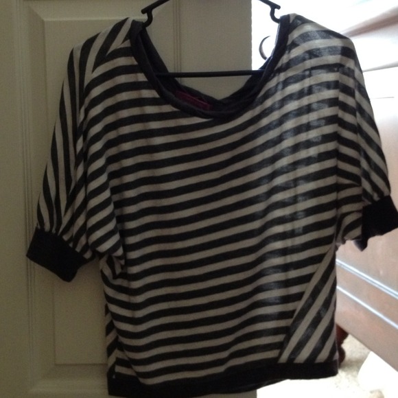 Charcoal gray and white stripe blouse