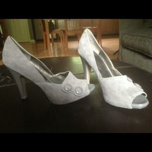 Grey suede shoes. CAnvas peep toes BUNDLE