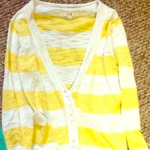 Forever 21 Yellow and white striped cardigan.