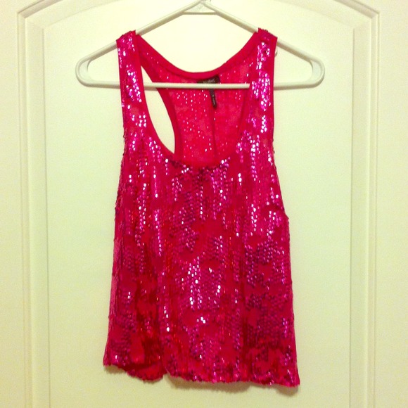 Nollie Tops | Hot Pink Sequin Tank | Poshmark