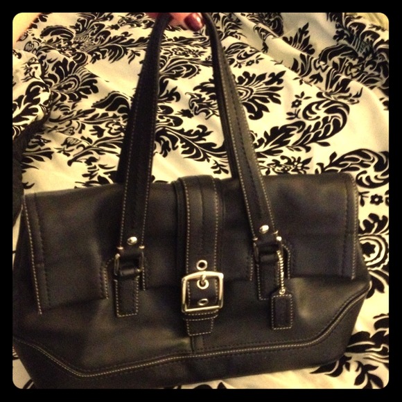Authentic Black leather Coach handbag NWOT