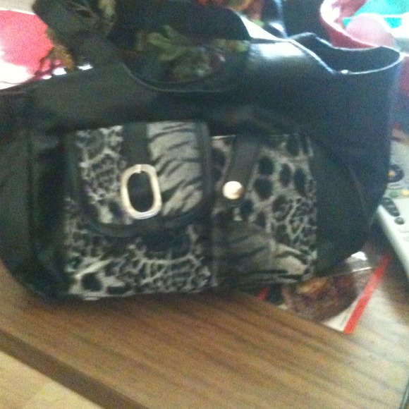Cheetah print and black purse