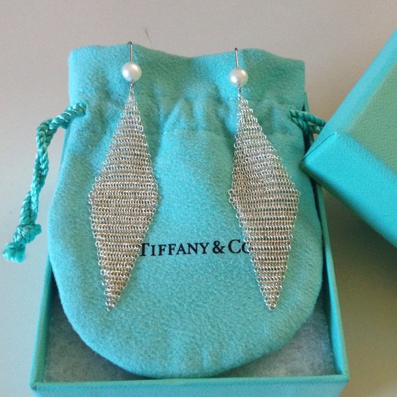 Tiffany & Co Elsa Peretti Mesh Earrings with Pearl
