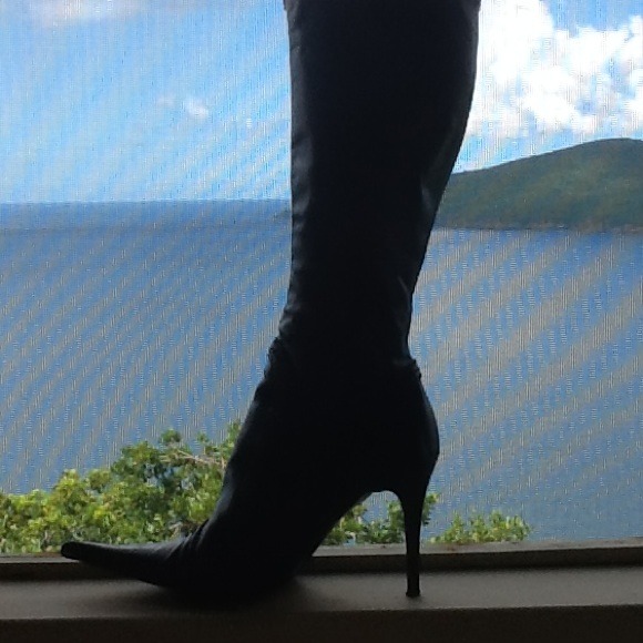 Black leather boots