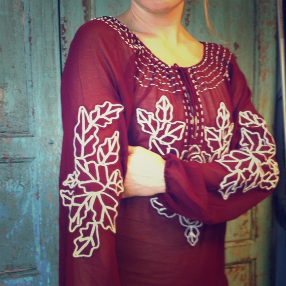 Sheer embroidered blouse