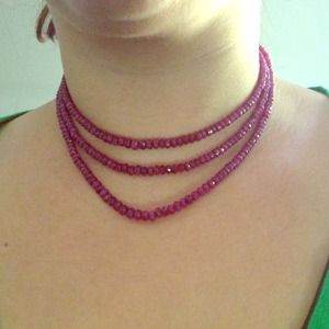 Three strand ruby necklace