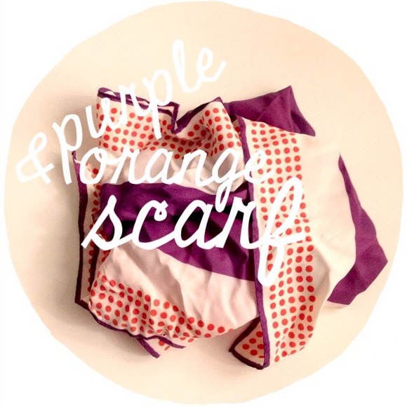 Purple and Orange Polkadot Silk Scarf