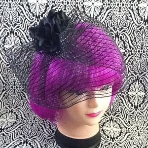 Black Rose Hair Flair with Big Bow shaped netting.