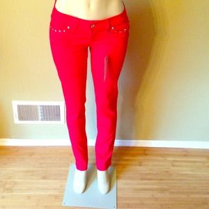 Red Levi jeans with stud details size 9