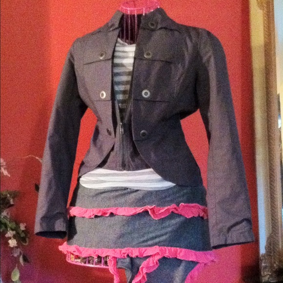 🌀SOLD🌀 Super Sharp Gray Military Style Jacket - Picture 1 of 3