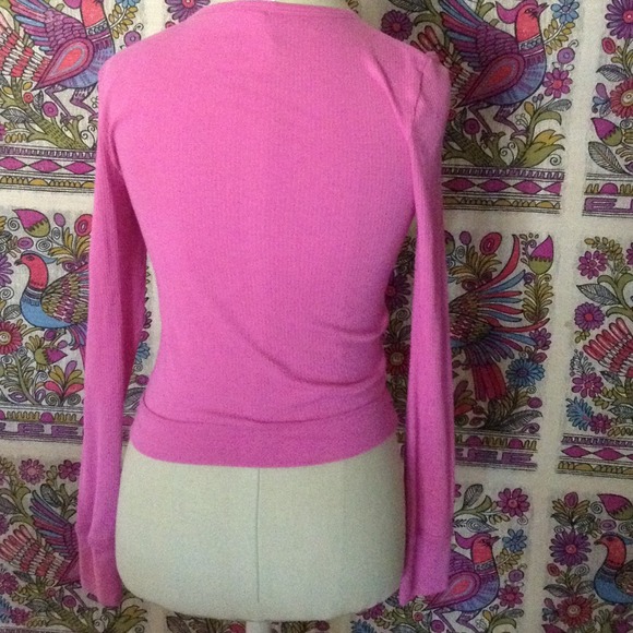 pink deep vneck crossover long sleeve top! - Picture 4 of 4