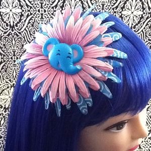 Hair Flair flower pink &blue with cute elephant