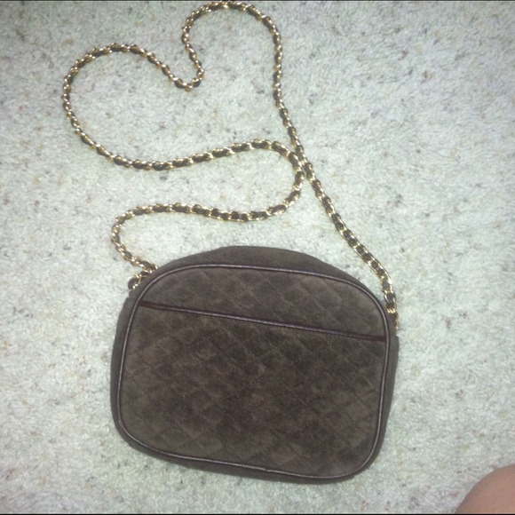 Velvet quilted purse with gold chain