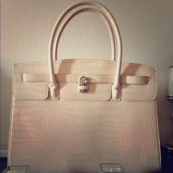 Blush Faux Leather Handbag