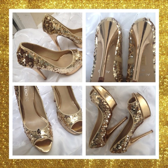 Aldo sequenced gold shoes size 40. - Picture 1 of 1