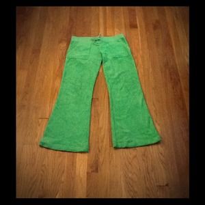 Juicy Couture lime green terry cloth pants