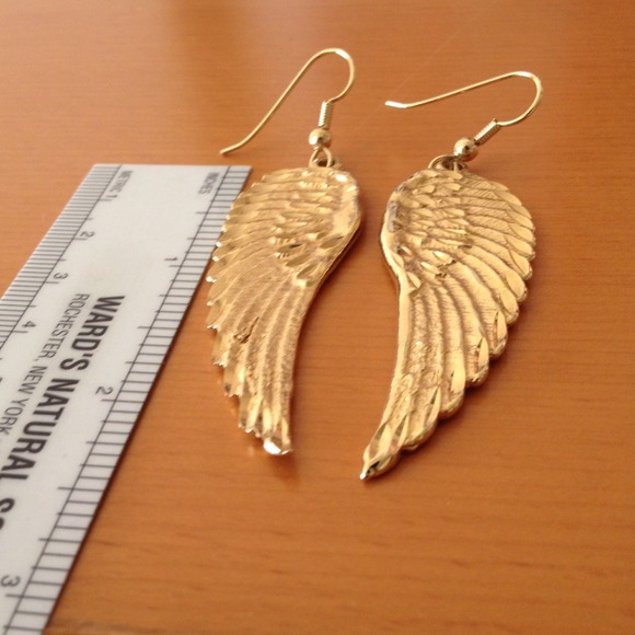 24kt electroplated gold wings earrings.