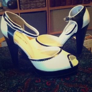 Classic black and white platform heels