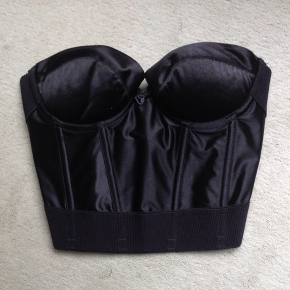 Black strapless corset.