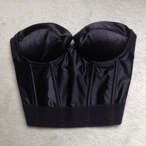 Black strapless corset.